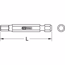 1/4 Embouts de vissage 6 pans, 50mm, 3mm, pack de 5