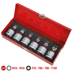 Kstools - 3/4 Jeu d'embouts à choc XZN+Torx, avec perçage, 6 pcs
