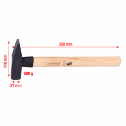 KS Tools 142.1350, Marteau à tête plate, Acier, Bois, 32 cm, 590 g, 500 g