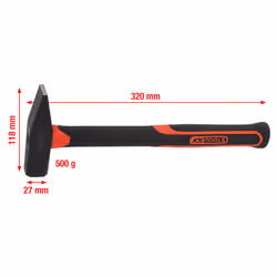 KS Tools 142.1351, Marteau à tête plate, Acier, Fibre de verre, Noir, 32 cm, 590 g