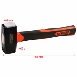 KS Tools 142.5101, Masse, Acier, Fibre de verre, Noir, 26 cm, 1,13 kg