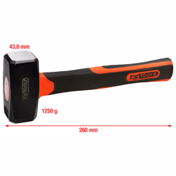 KS Tools 142.5126, Masse, Acier, Fibre de verre, Noir, 26 cm, 1,36 kg