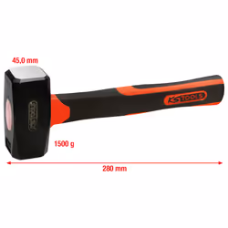 KS Tools 142.5151, Masse, Acier, Fibre de verre, Noir, 28 cm, 1,65 kg