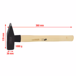 KS Tools 142.1400, Marteau à tête plate, Acier, Bois, 36 cm, 1,27 kg, 1 kg