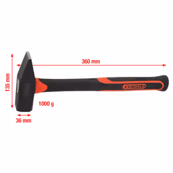 KS Tools 142.1401, Marteau à tête plate, Acier inoxydable, Fibre de verre, Noir, 36 cm, 1,32 kg