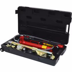 Pour pousser, pincer, écarter Utilisation simple grâce aux raccords à emboîter Livré avec pompe hydraulique 10 T, rallonge... ...