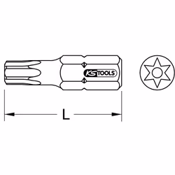 1/4 Embouts Torx percé, 25 mm, TB15