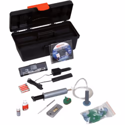 Contient : Kit 24 réparations, pastilles + résine + polish Pompe + cache lumière Lampe UV Miroir à ventouse Grattoir + lame - ...