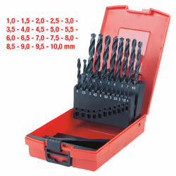 Kstools - Coffret de forets hss-r laminés, 19 pcs, en box pvc, 1-10mm