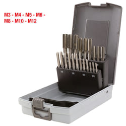 Coffret de tarauds hss m 21 pcs en box pvc, M3-M12