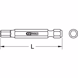 Kstools - 1/4 Embouts de vissage 6 pans, 75mm, 3mm, pack de 5