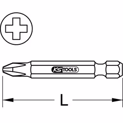 Kstools - 1/4 Embouts de vissage phillips, 75mm, PH3, pack de 5