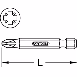 Kstools - Boîte de 5 embouts de vissage pozidriv®, L.75 mm - 1/4 - PZ2 - 911.7728