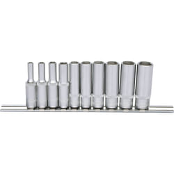 1/4 Jeu de douilles 6 pans, longues, 10 pcs 4-13 mm