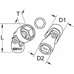 Kstools - 3/8 Douilles articulées, 10mm