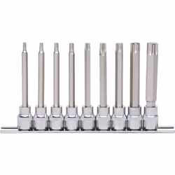 Kstools - 3/8 Jeu de douilles tournevis Torx CHROMEplus, longues, 9 pcs T20-T60