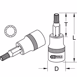 Kstools - 3/8 Douilles tournevis xzn, M4