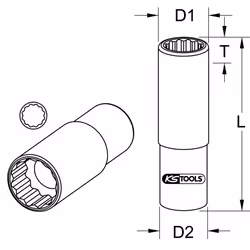 Kstools - 1/2 Douilles 12 pans, longues, 17 mm
