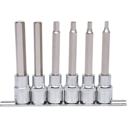 1/2 Jeu de douilles tournevis 6 pans intérieur CHROMEplus, longues, 6 pcs 5-12 mm