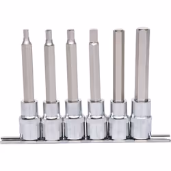 1/2 Jeu de douilles tournevis 6 pans intérieur CHROMEplus, longues, 6 pcs 5-12 mm