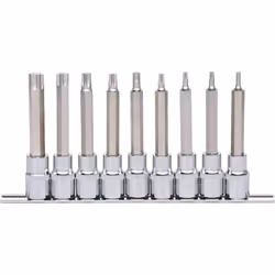 1/2 Jeu de douilles tournevis Torx CHROMEplus, longues, 9 pcs T20-T60