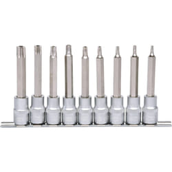 1/2 Jeu de douilles tournevis Torx percé, longues, 9 pcs, TB20-TB60
