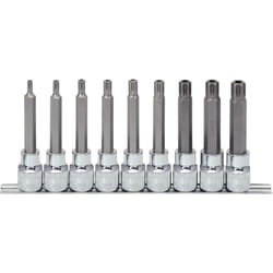 Kstools - 1/2 Jeu de douilles ribe CHROMEplus, longues, 9 pcs M5-M14, percé
