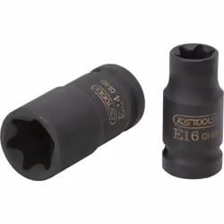 Profil Torx E Carré d’entraînement selon DIN 3121 / ISO 1174 Version courte Pour actionnement de machines Tête brunie Chrome- ...