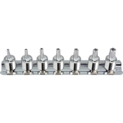 Kstools - 1/4 Jeu de douilles tournevis 5 pans percé CHROMEplus, 7 pcs TS10-TS40
