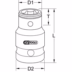 1/2 Douille d'adaptateur à embouts, 1/2 x 5/16, 38 mm