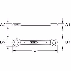 Kstools - Clé polygonale double Torx e CHROMEplus, extra longue, E8xE10