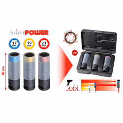 KS Tools 515.0990, Ensemble de douilles, 1/2", 3 tête(s), Acier au chrome-molybdène, ISO 1174, DIN 3121, 791 g