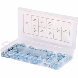 Description générale Assortiment de graisseurs comprenant 110 pièces, conforme à la norme DIN 71412, livré dans un coffret en ...