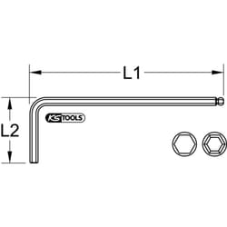 Clés mâles 6 pans à tête sphérique longues 17 mm