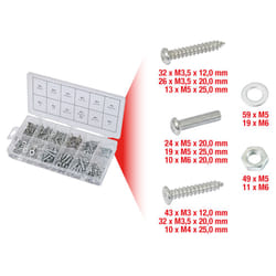 Assortiment de vis pour métal et bois, de rondelles et d'écrous, 347 pcs