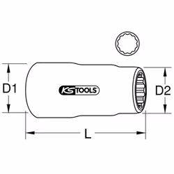 Douille 3/8 avec revêtement isolant, 1/4