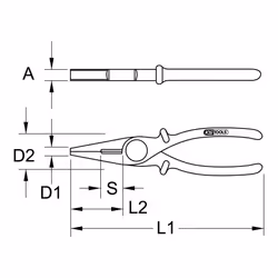 Pince universelle en plastique avec revêtement isolant, 225 mm
