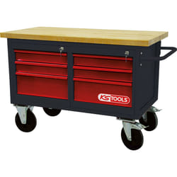 Kstools - Etabli d'atelier,6 tiroirs,roues 840x1200x600mm