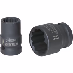 Carré intérieur selon DIN 3121 / ISO 1174 Uniquement pour utilisation à chocs Chrome-Molybdène - 12 pans en pouce: 1 " - Carr ...