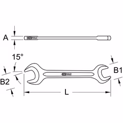 KS Tools 517.241, Acier au chrome-molybdène, 10x12 mm, ISO 3318, ISO 1085, DIN 895, 125 mm, 34 g