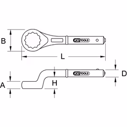 KS Tools 517.912 clé à cliquet Sulfate de chondroïtine 250 mm