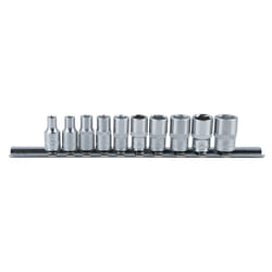 1/4 Jeu de douilles 6 pans, 10 pcs 4-13 mm