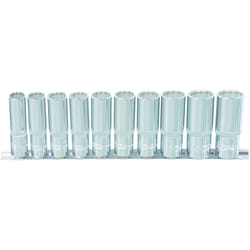 Kstools - 1/4 CHROMEplus Jeu de douilles 12 pans, longues, 10 pcs 4-13 mm