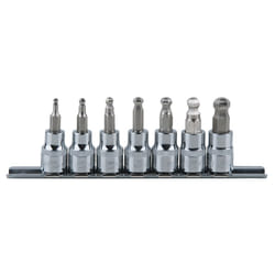 Kstools - 3/8 CHROMEplus Jeu de douilles à embouts pour vis 6 pans intérieur à tête sphérique, 7 pcs 3-10 mm