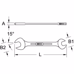 KS Tools 964.221, Acier inoxydable, 17x19 mm, DIN 3113 Form A, ISO 3318, ISO 7738, 185 mm, 150 g