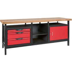 Ks Tools - Etabli professionnel d'atelier 1 porte et 3 tiroirs, L.2m - 865.0210