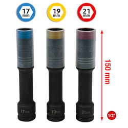 Kstools - Kit de douilles d'impact jantes alu SlimPOWER, extra longues, 3 pcs, 1/2, 17, 19, 21 mm