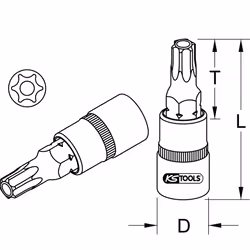 Kstools - Douilles tournevis ultimate® torx® percé 1/4 T15