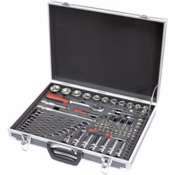 Coffret aluminium Gamme ULTIMATE composée d'outils robustes, esthétiques et astucieux Finition chromée satinée - Carré d'entr ...