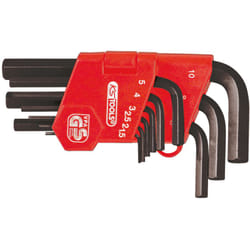 Kstools - Jeu de 9 clés mâles courtes brunies 6 x 6 pans